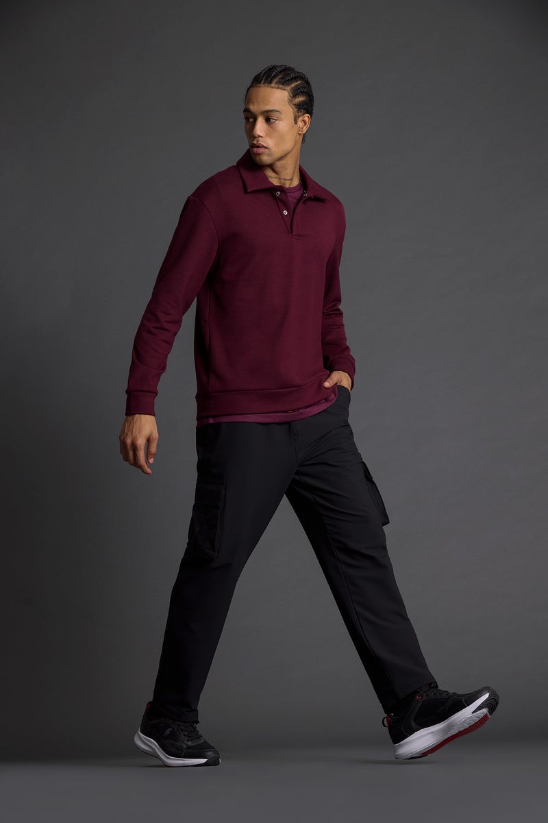 DeFacto Red Man Standard Fit Polo Collar Modal Sports Sweatshirt Casual - Image 2